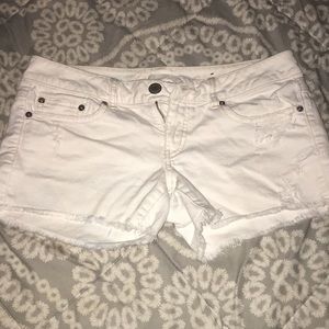 White distressed American Eagle jean shorts